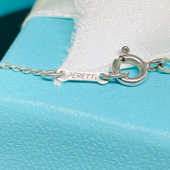 Tiffany & Co. Elsa Peretti 18mm Bean Necklace 925 silver 16” box - Picture 3 of 4